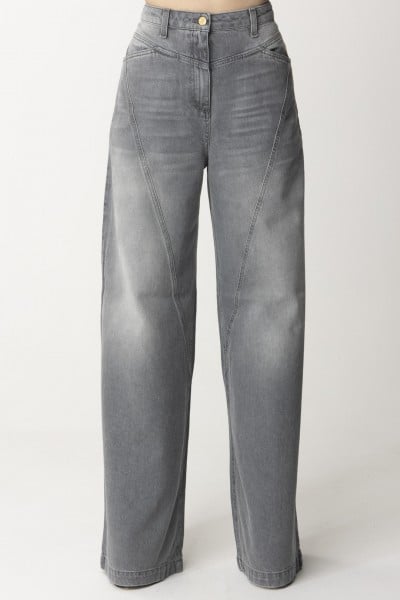 Elisabetta Franchi  Palazzo jeans with diagonal seams PJ59D41E2 PIOMBO