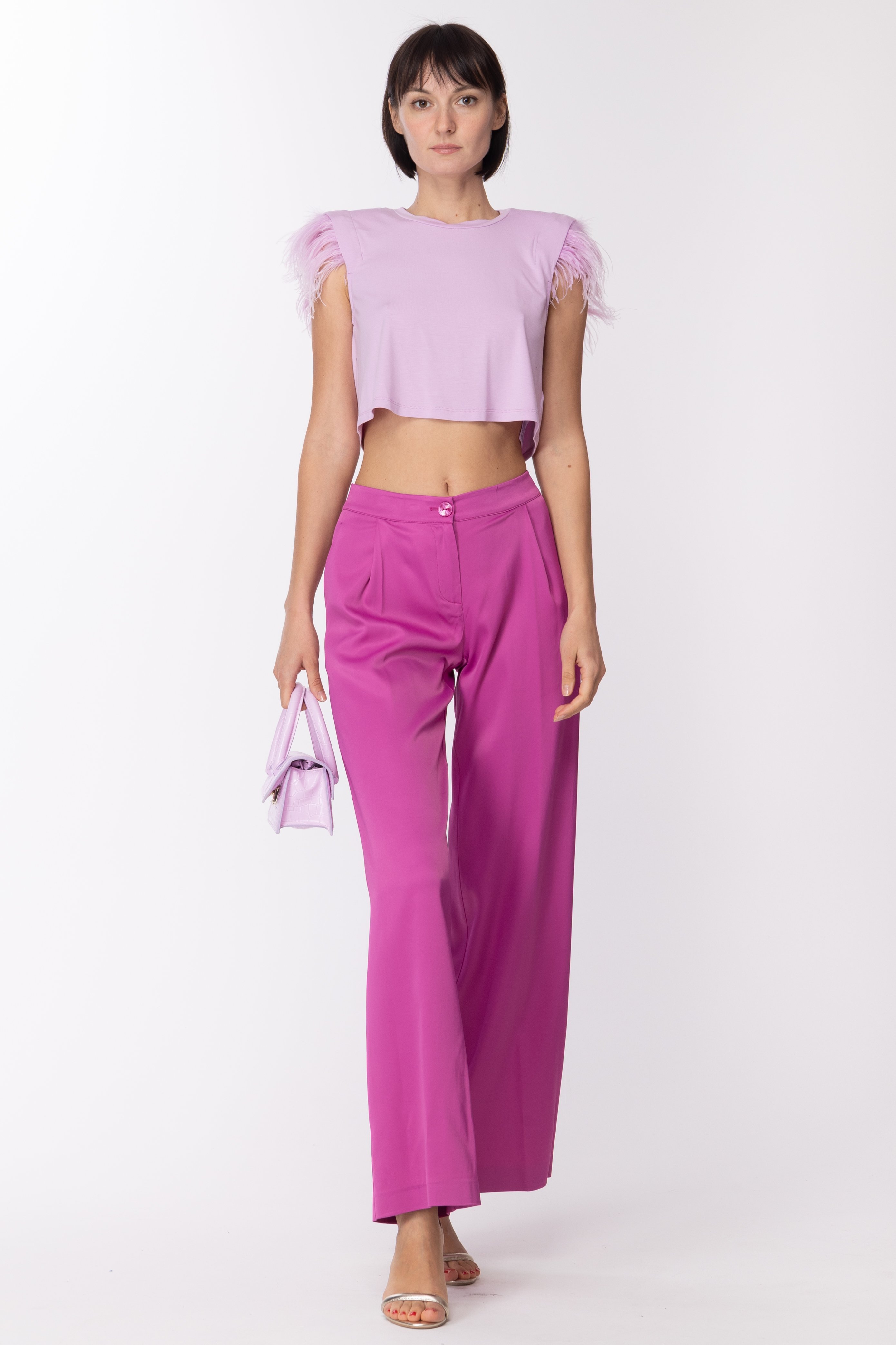 Preview: Patrizia Pepe Top with feathers Fresh Lilac