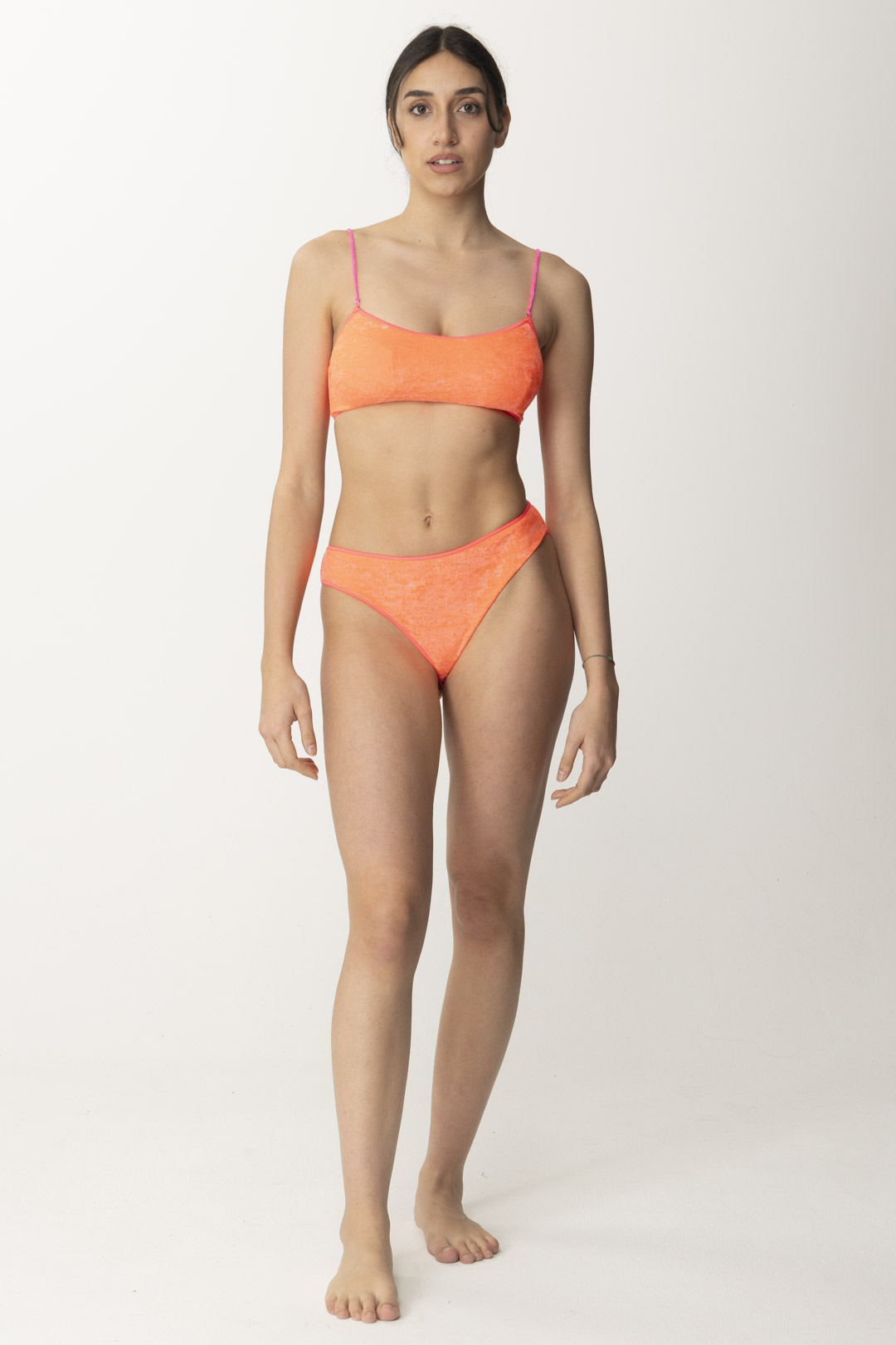 Preview: Me Fui Chenille bandeau bikini with fixed bottom Fuxia