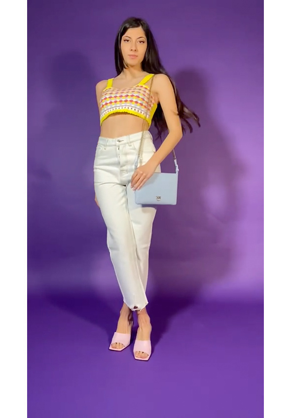 Preview: Twin-Set Multi-tone crochet crop top MUL VIVID YELLOW/OFF WHITE/ANG