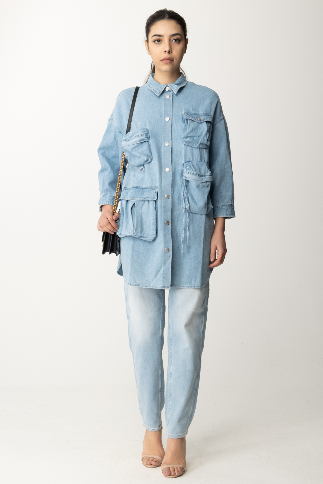 Vorschau: Replay Maxi-Jeanshemd mit großen Taschen Light blue