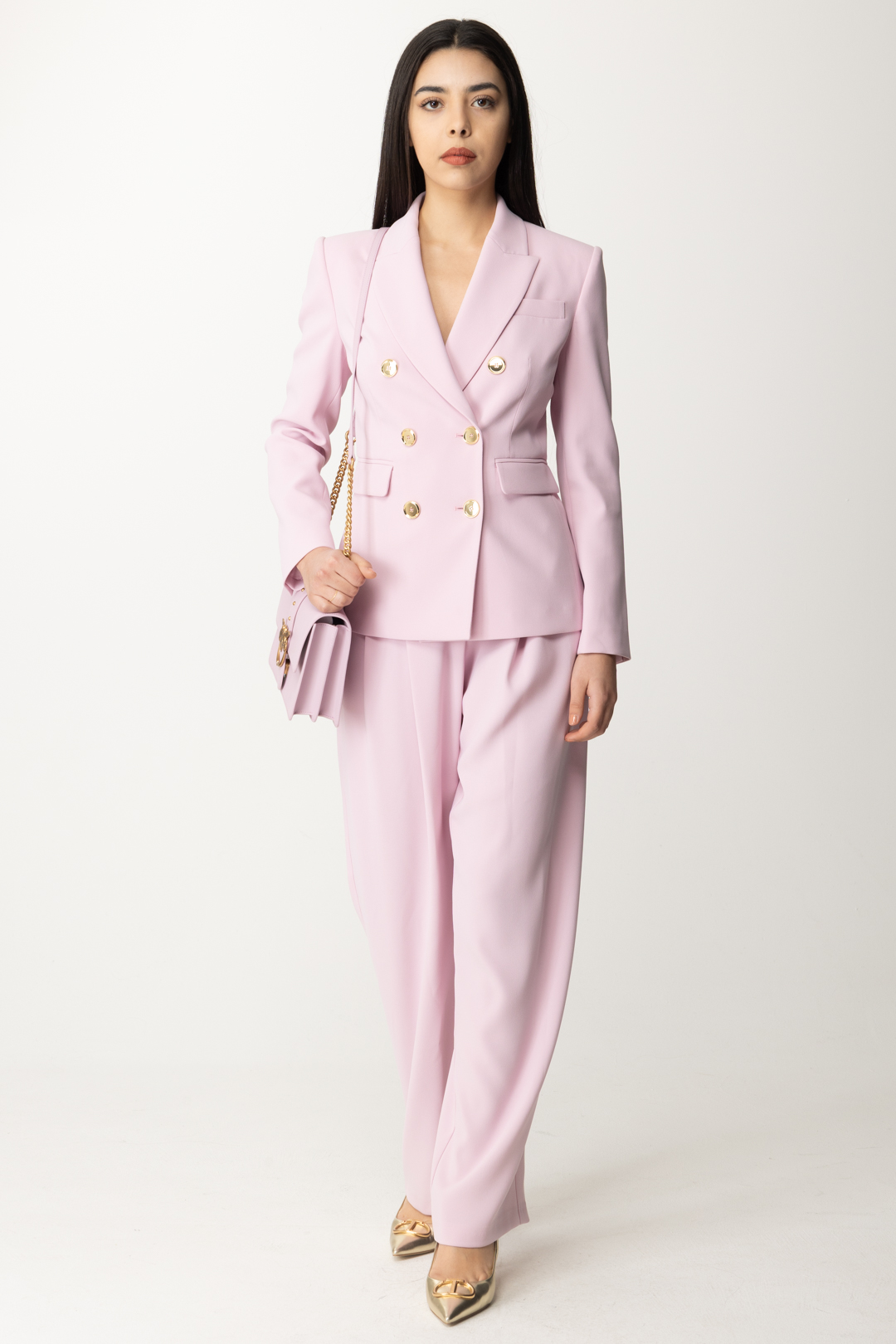 Preview: Pinko Double-breasted jacket with flap pockets. FUMO ORCHIDEA
