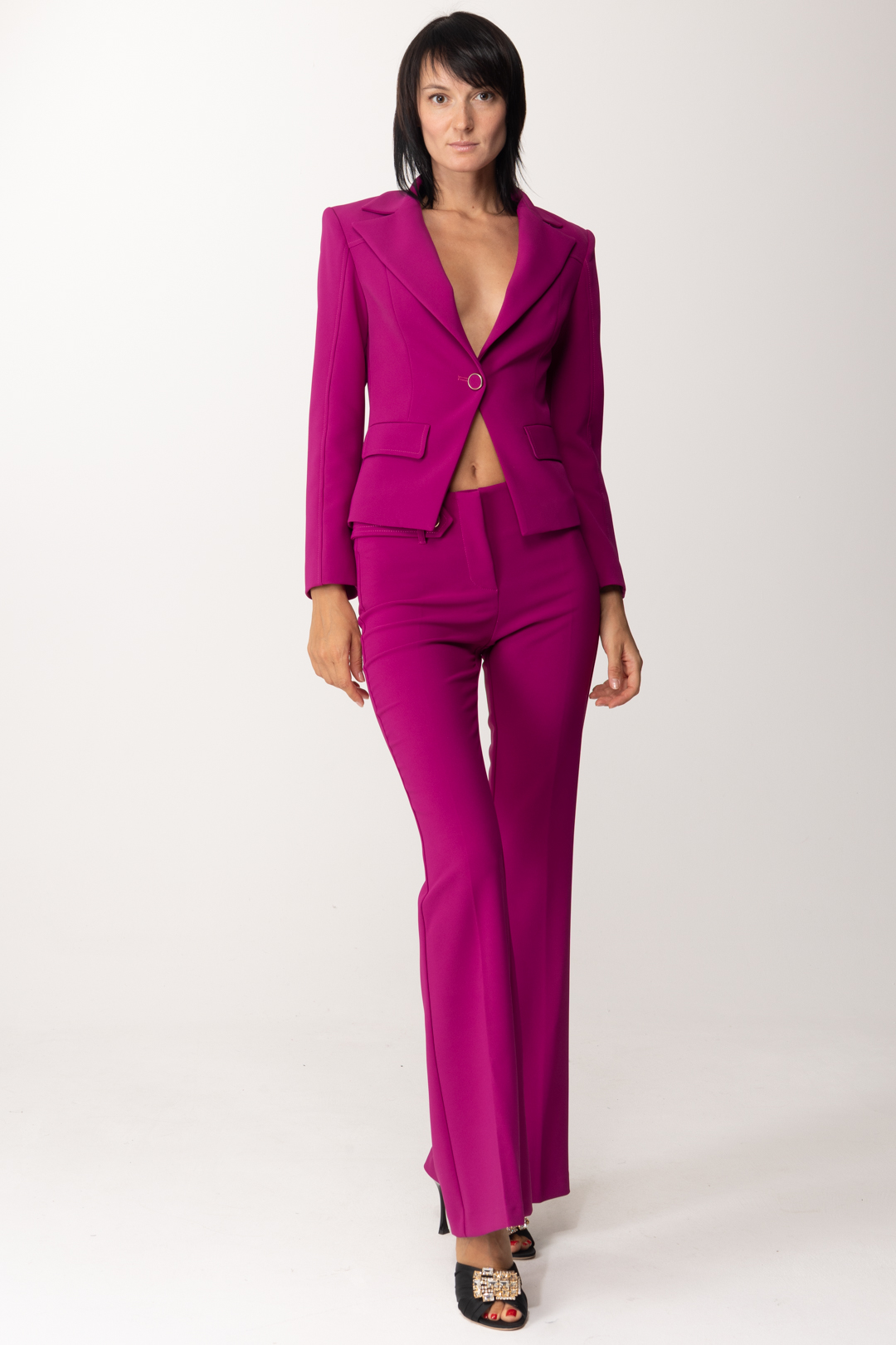 Preview: Simona Corsellini Trousers with waist accessory PINK TONIC
