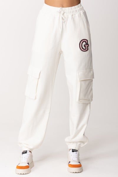 Gaelle Paris  Pantalon cargo sweat-shirt GBDP19013 OFFWHITE