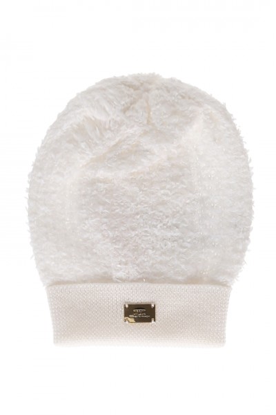 ELISABETTA FRANCHI BAMBINA  Knitted cap with logo plaque EFCP012CFL0050004 AVORIO