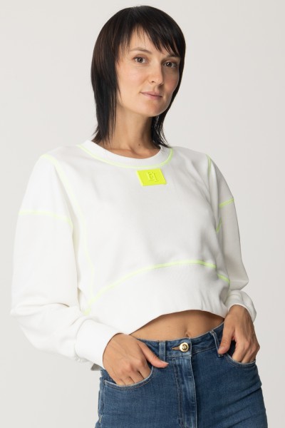 Elisabetta Franchi  Kurzes Sweatshirt mit fluoreszierenden Details MD00836E2 AVORIO