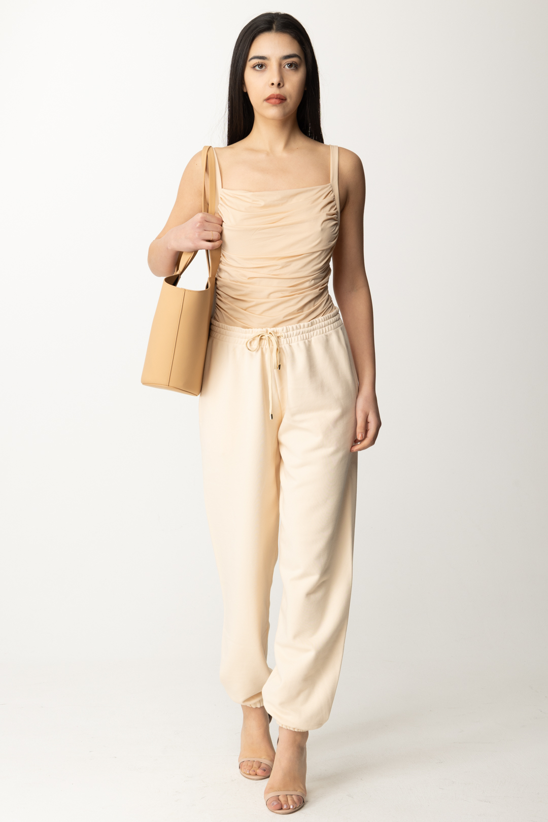 Preview: Patrizia Pepe Draped bodysuit with straps Biscuit Beige