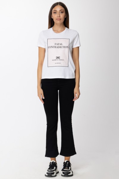 Elisabetta Franchi  T-shirt with Fatal Contradiction logo MA00926E2 GESSO