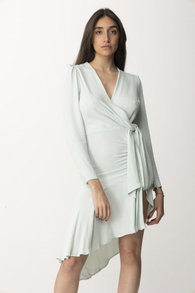 Elisabetta Franchi  Asymetryczna sukienka midi z węzłem z boku ABT4442E2 ACQUA
