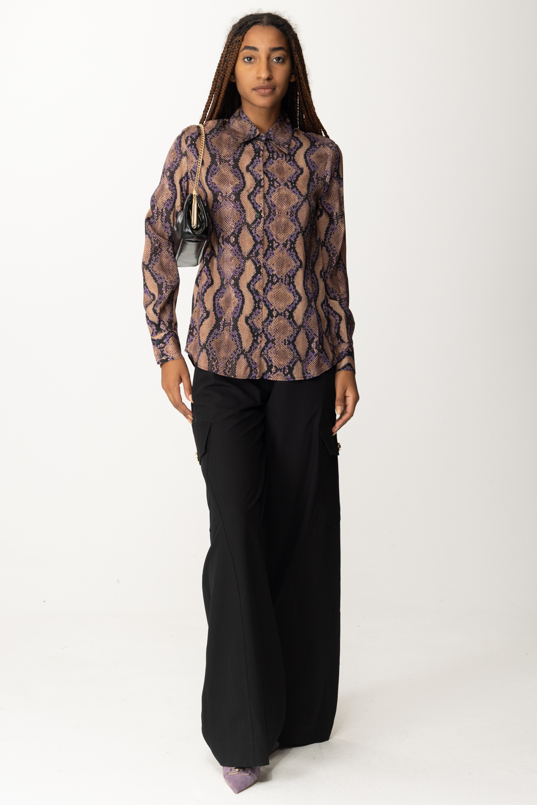 Preview: Pinko Shirt with snake print MULT MARRONE/LILLA