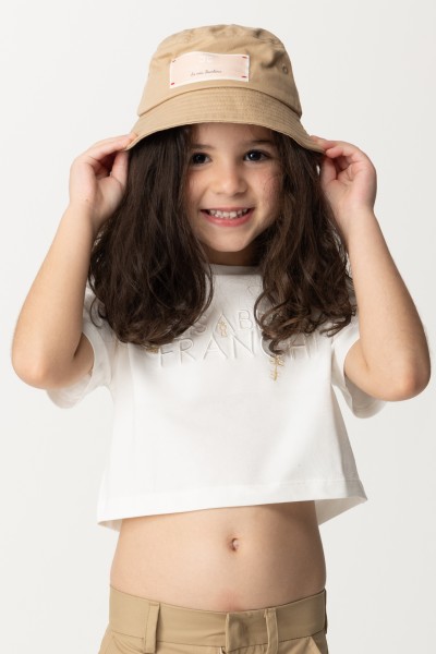 ELISABETTA FRANCHI BAMBINA  Bucket hat with logo label EFCP014CCA010.0025 SAND