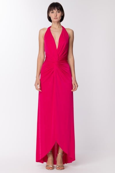 Dramèe  Long dress with knot and bare back DRSS23027 FUCSIA
