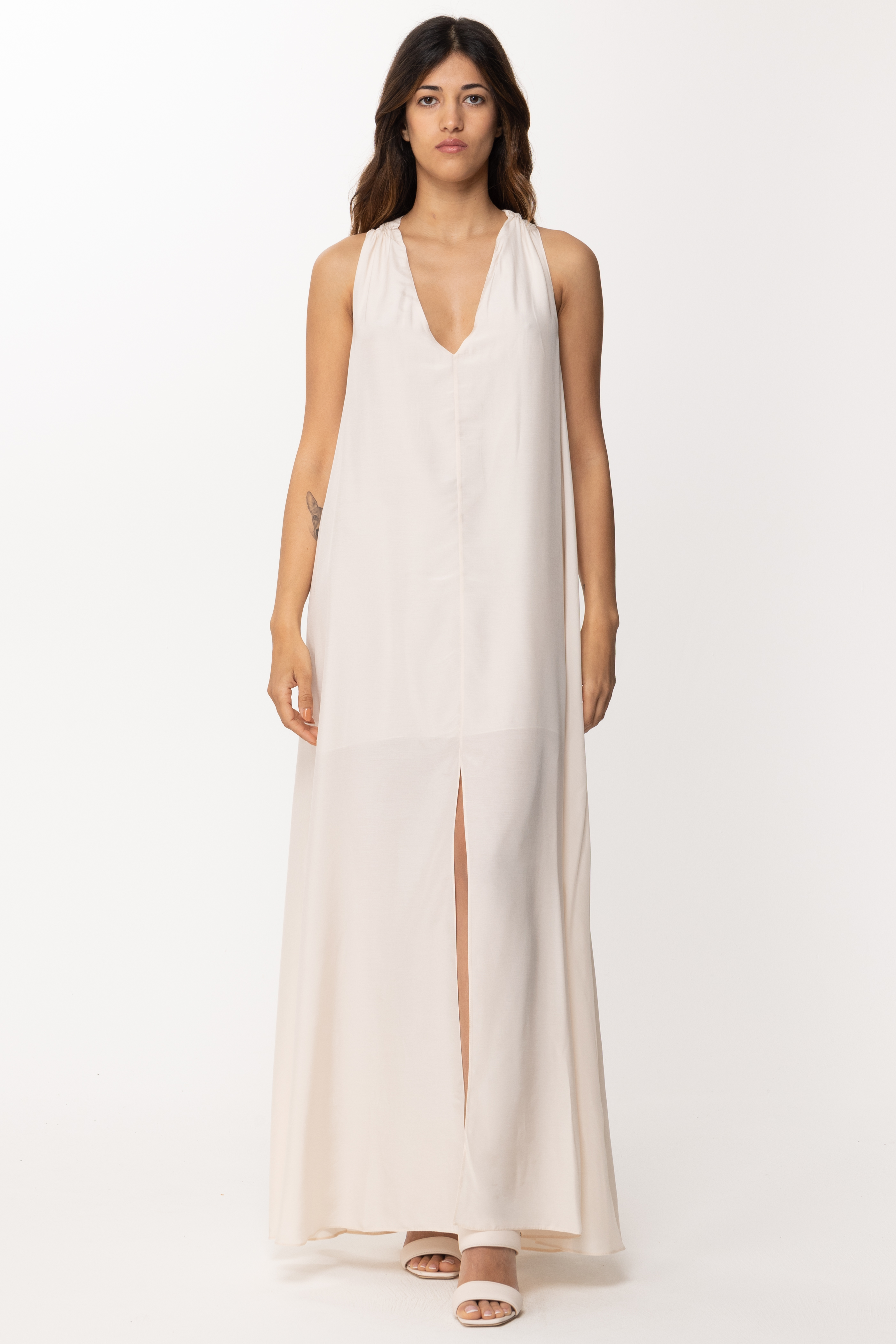 Preview: Patrizia Pepe Maxi dress with slit Linen White