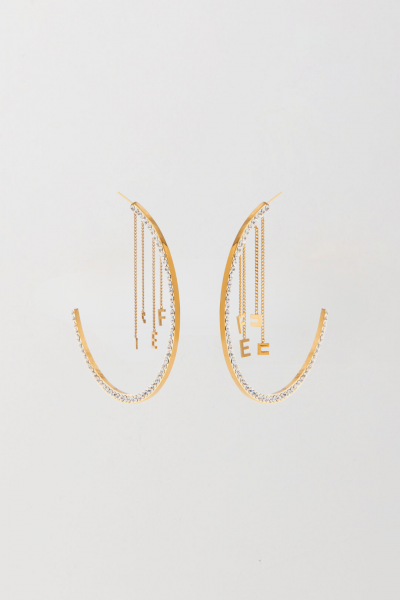 Elisabetta Franchi  Hoop earrings with groumette and charms OR62M42E2 ORO GIALLO