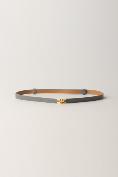 Elisabetta Franchi  Thin logoed leather belt CT30S42E2 PIOMBO
