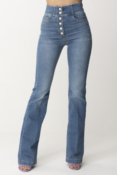 Elisabetta Franchi  Jeans a zampa con bottoniera PJ43S41E2 BLUE VINTAGE
