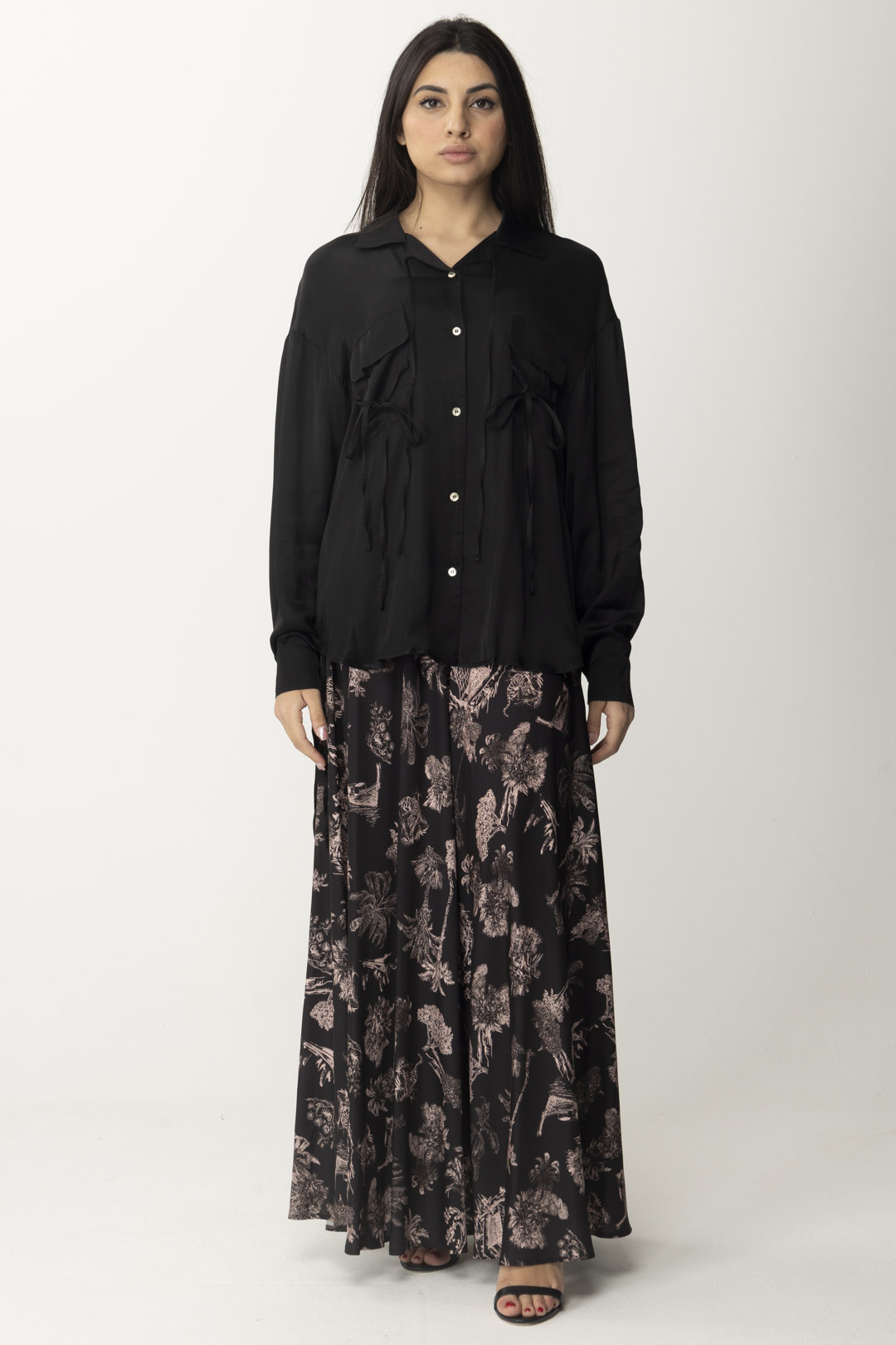 Preview: Aniye By Long Printed Skirt with Maddy Belt BLACK HAWAII