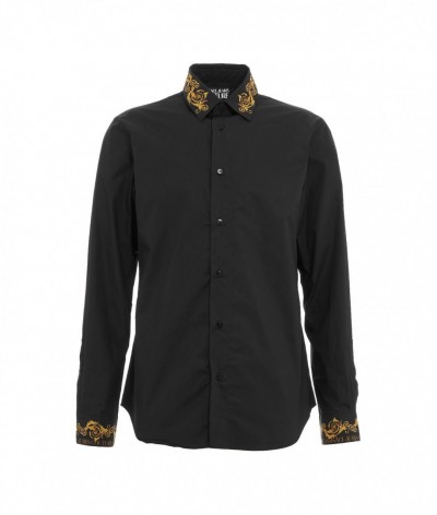 Versace  Camicia con collo stampato nero 454739_1907153