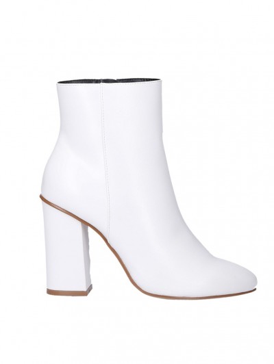 Twin-Set  My Twin - Leather ankle boots 192MCT030 BIANCO OTTICO