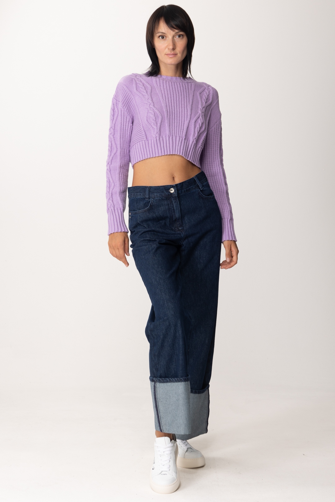 Preview: Patrizia Pepe Cropped sweater Mystical Lilac
