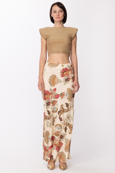 Gaelle Paris  Satin long skirt with pattern GBDM17758 PANNA