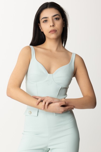 Elisabetta Franchi  Bustier top with embroidery TO01041E2 ACQUA