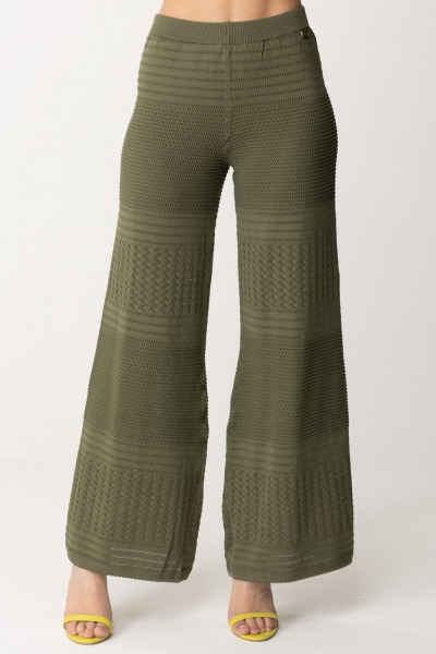 Twin-Set  Pantaloni in maglia con mix di punti 241TT3163 GRAY GREEN SCURO