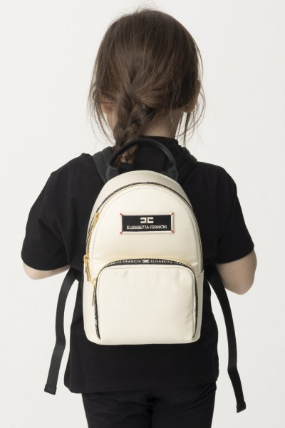 ELISABETTA FRANCHI BAMBINA  Nylon backpack with logo EFBO084CTV685.0033 BUTTER