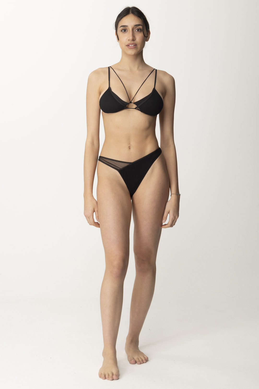 Preview: Me Fui Triangle bikini with tulle inserts Black