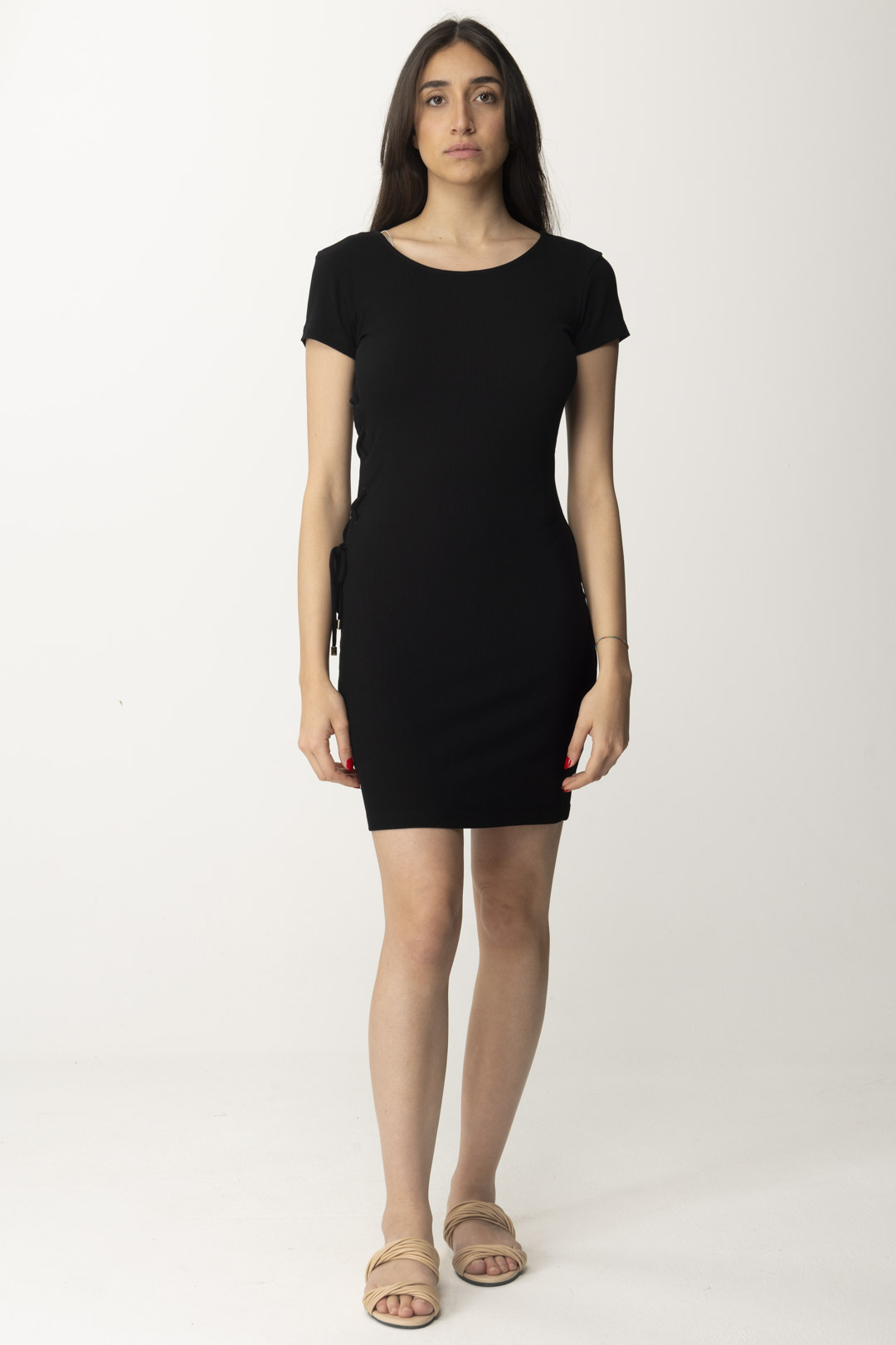 Preview: Patrizia Pepe Ribbed dress with weaves Nero