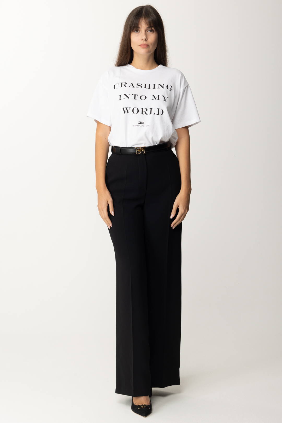 Vorschau: Elisabetta Franchi Übergroßes T-Shirt mit Aufdruck Gesso