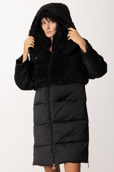 Elisabetta Franchi  Coat with zip and faux fur PI60Z36E2 NERO