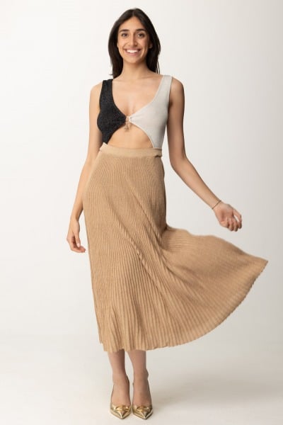 AKEP  Dress with Cut-Out and Pleated Skirt VSKD05017 BEIGE
