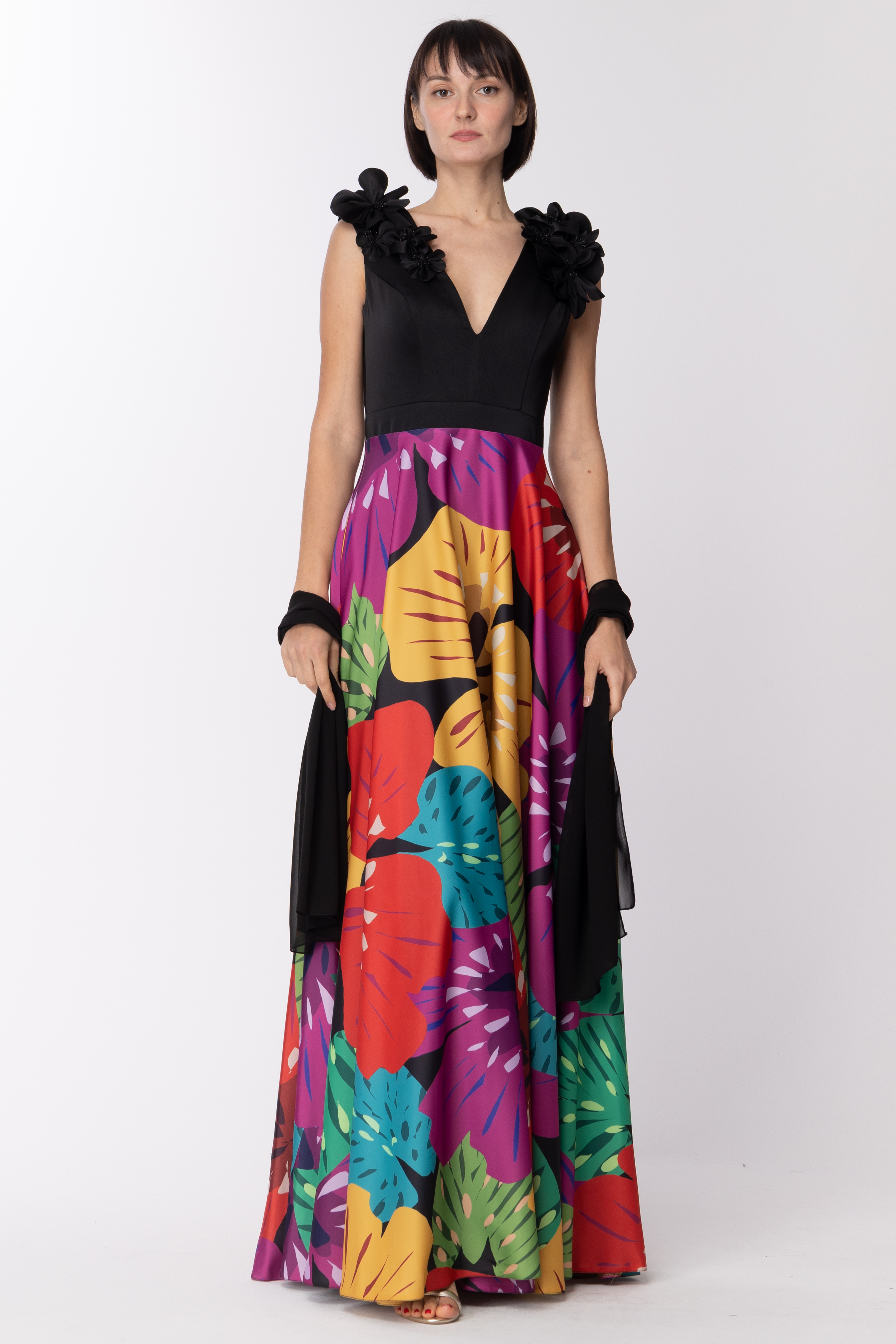 Preview: Fabiana Ferri Long dress with maxi skirt flowers Fantasia