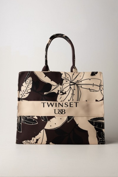 Twin-Set  Tote bag in canvas 241LM8ACC ST.EXOTIC CHOCOLATE