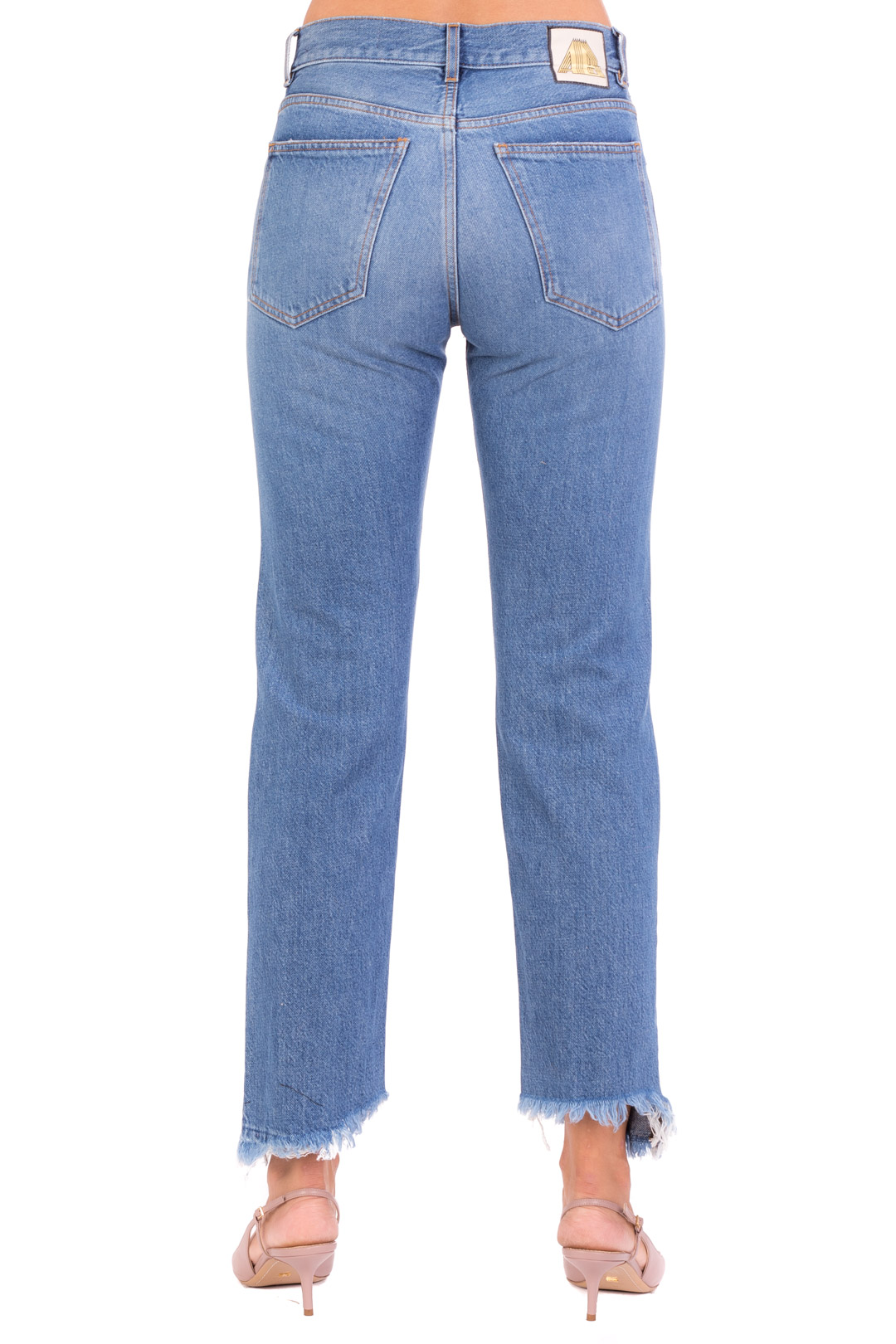 Donna Jeans da Jeans AG Jeans Jeans cropped Girlfriend a vita mediaAG Jeans in Denim di colore Blu 