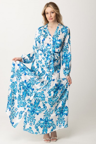Guess  Printed silk maxi dress 2GGK70 9700Z BLUE NOTE