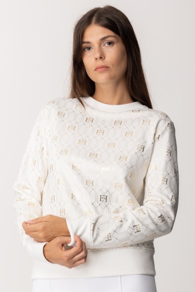 Elisabetta Franchi  Jersey de algodón con logo decorativo MD01237E2 AVORIO