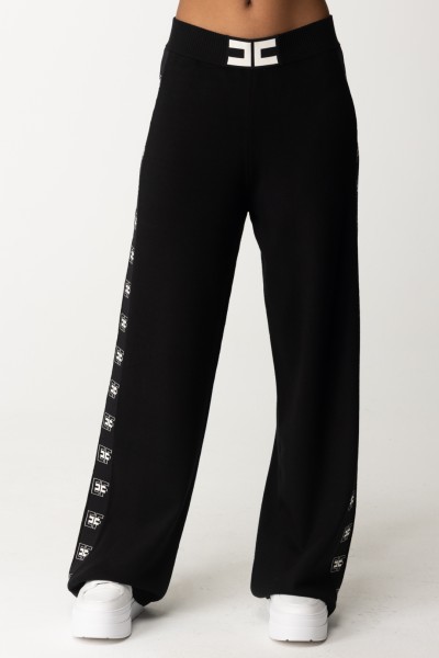 Elisabetta Franchi  Knit trousers with logo bands KP55S41E2 NERO