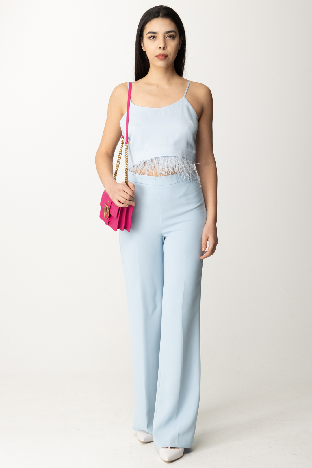 Preview: Twin-Set Pleated palazzo trousers BLUE TEAR