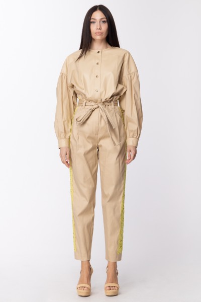 Twin-Set  Trousers with contrasting lace insert and sash 211TT2082 RIC.GIALLO LED/CUBAN