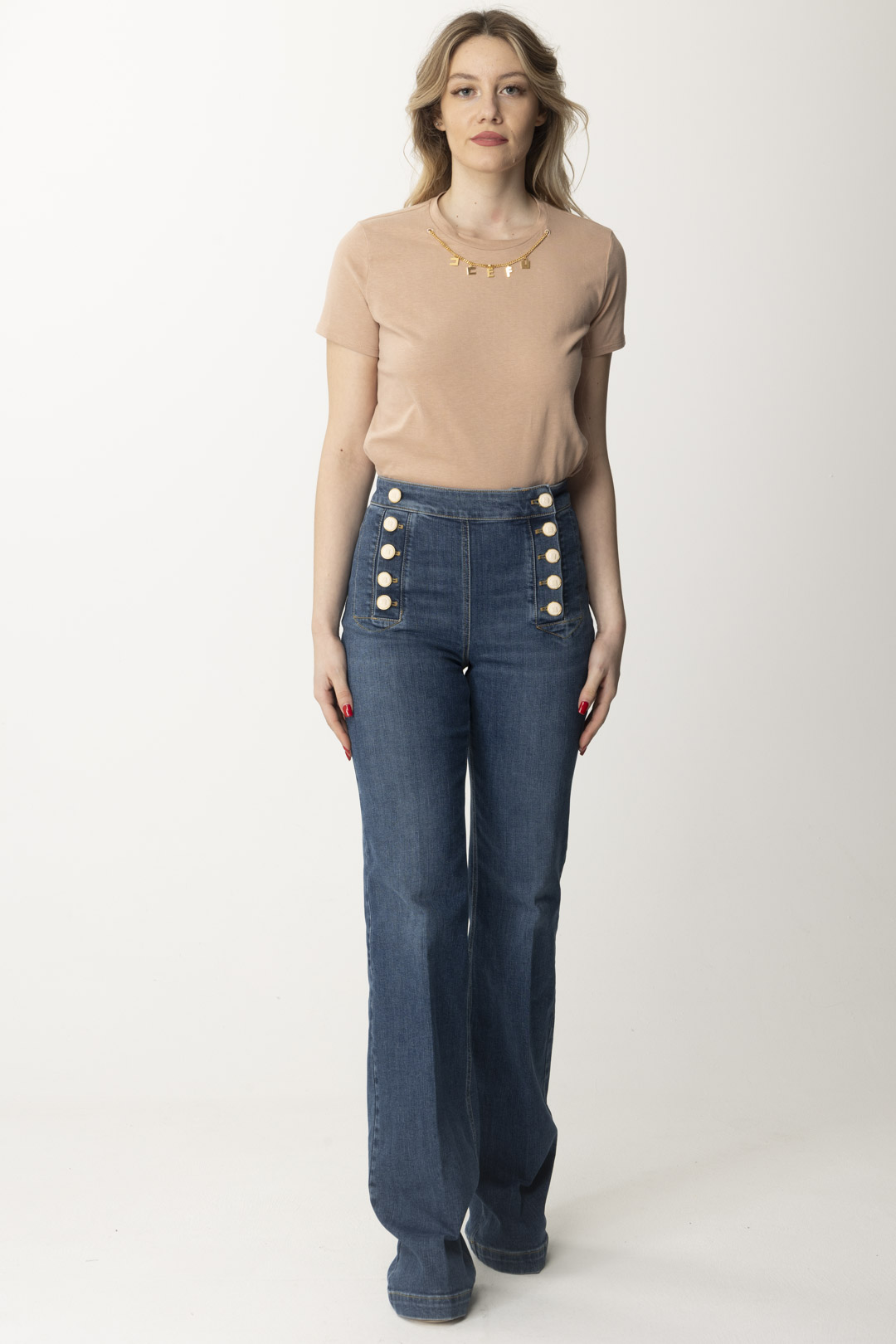 Preview: Elisabetta Franchi T-shirt with Charm Necklace Nudo