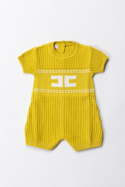 ELISABETTA FRANCHI BAMBINA  Pagliaccetto tricot con ricamo logo ENPG036CFL001.D355 CEDAR/IVORY