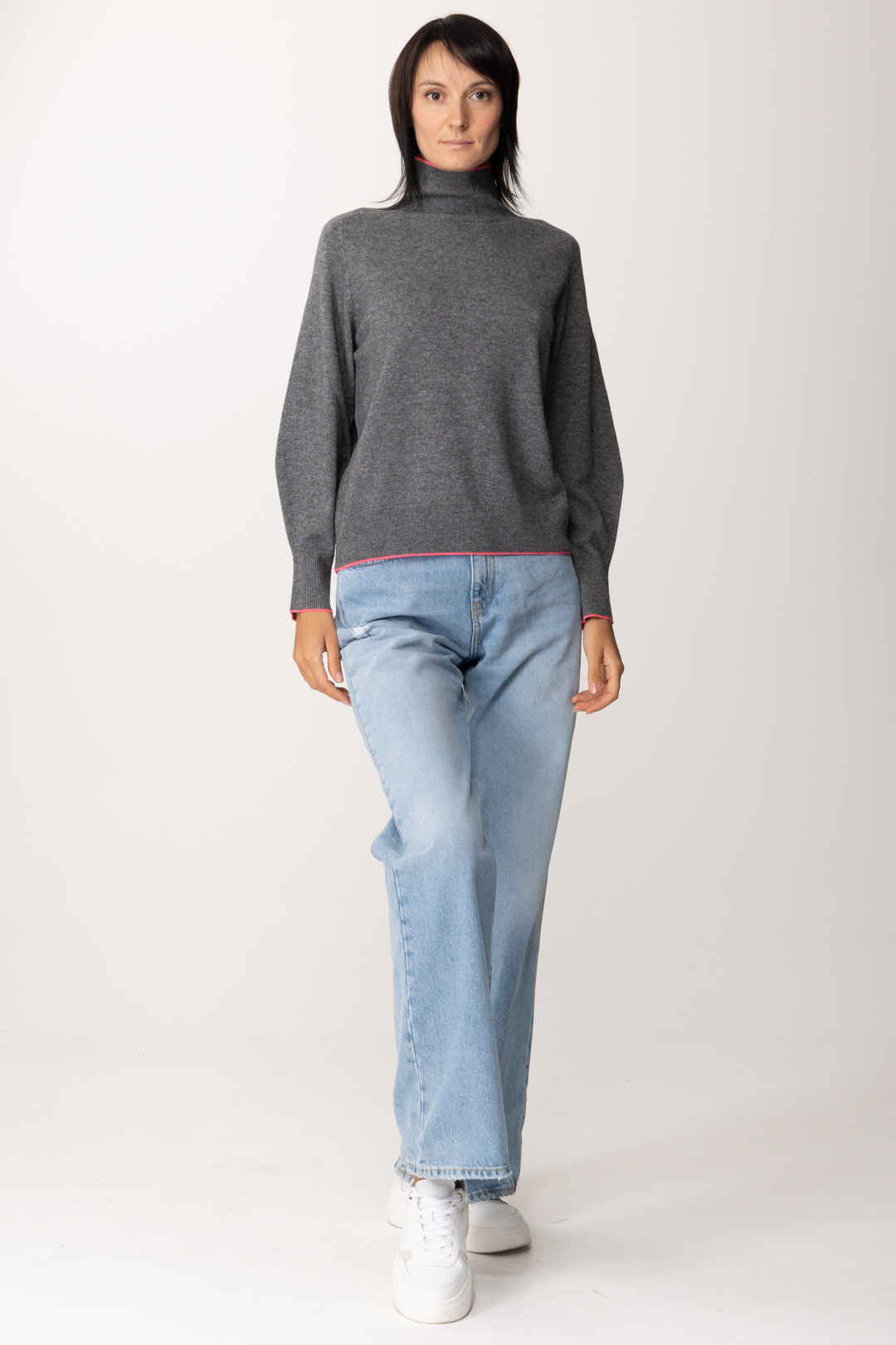Preview: Pinko Turtleneck with contrasting profiles GRIGIO ROCCA