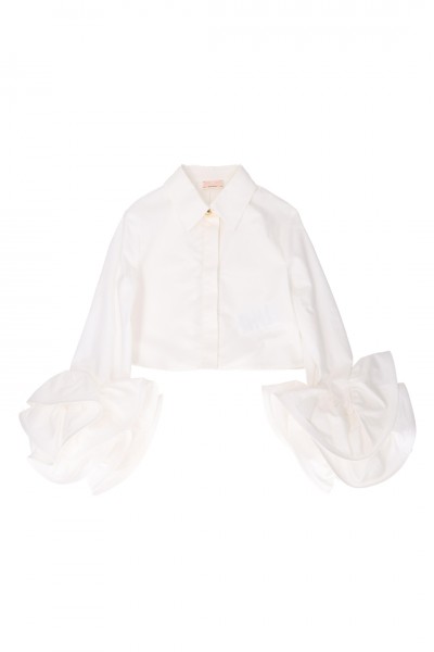 ELISABETTA FRANCHI BAMBINA  Shirt with flounces sleeves EFCA2070CA2350000 PANNA CHIARO