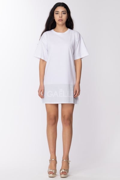 Gaelle Paris  Dress t-shirt with rhinestones GBDP16987 BIANCO