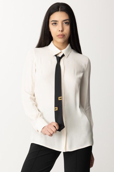 Elisabetta Franchi  Camisa georgette con corbata CA04041E2 BURRO