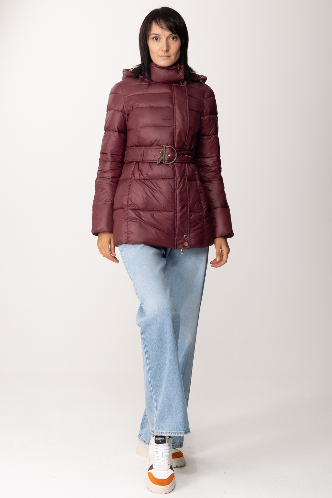 Preview: Patrizia Pepe Padded coat with belt Organic Purple