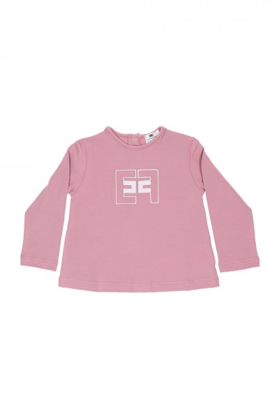 ELISABETTA FRANCHI BAMBINA  Long-sleeved T-shirt with logo embroidery ENTS0010JE006D286 BERRY/AVORIO