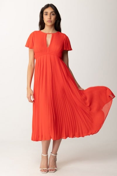 Michael Kors  Pleated dress with V-neck MS481P77R3 SEA CORAL